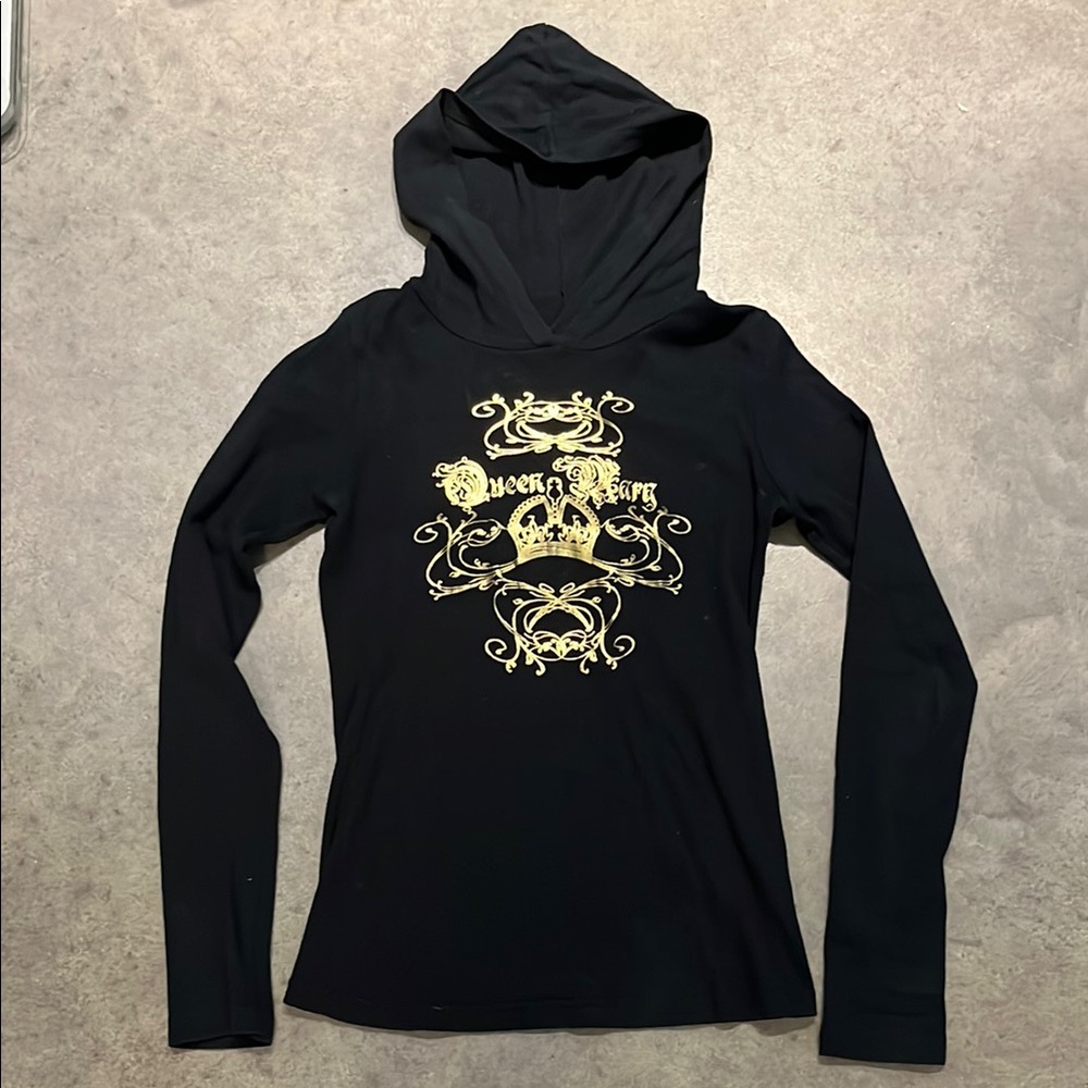Queen Mary Gold Foil Fitted Hoodie M